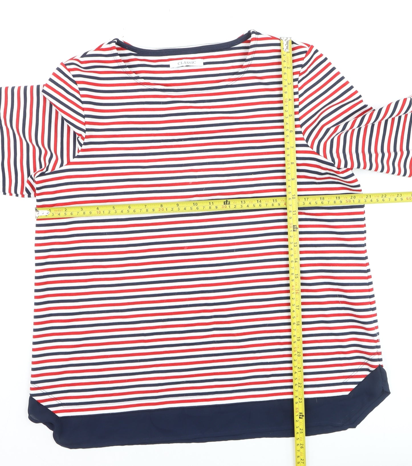 Marks and Spencer Women's Multicoloured Striped Long Sleeve Jersey T-Shirt Size 16