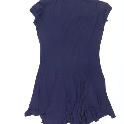 Soon Womens Blue Floral Tunic T-Shirt Size 10 Short Sleeve