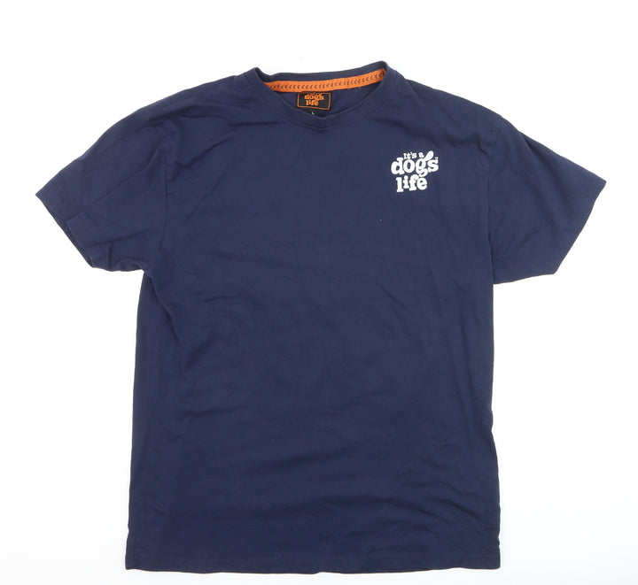 It's a Dog's Life Men's Blue L Graphic Retro Dog T-Shirt