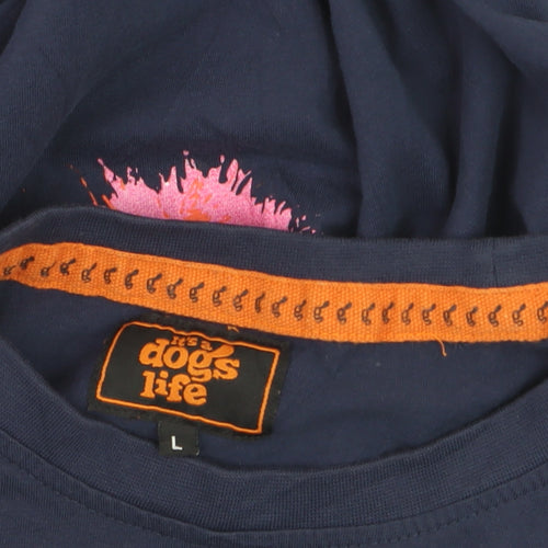It's a Dog's Life Men's Blue L Graphic Retro Dog T-Shirt