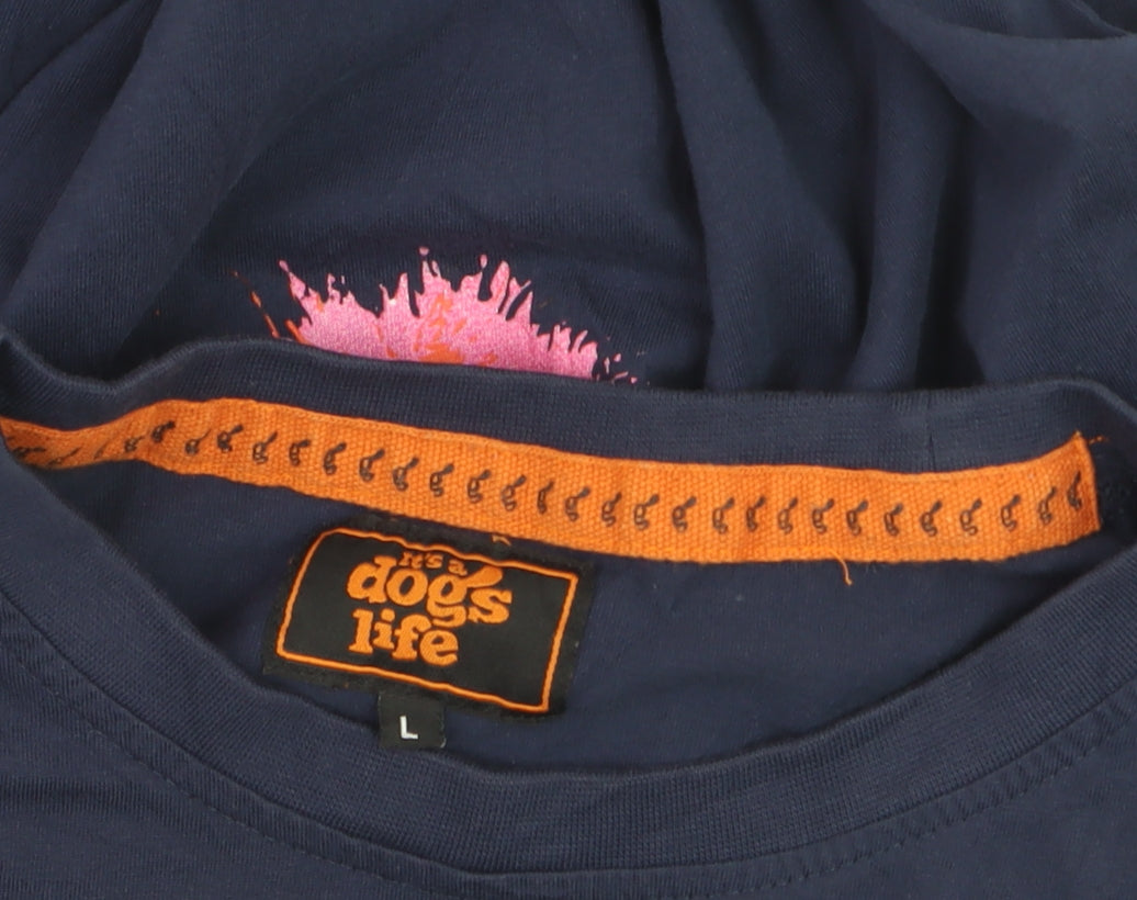 It's a Dog's Life Men's Blue L Graphic Retro Dog T-Shirt