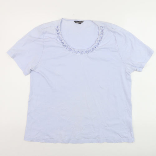 BHS Womens Blue Short Sleeve Scoop Neck Cotton T-Shirt Size 20