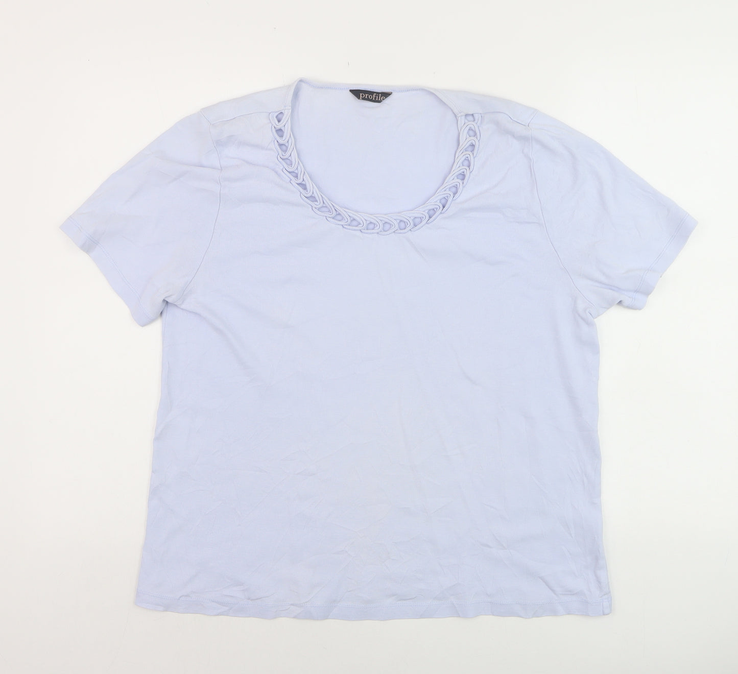 BHS Womens Blue Short Sleeve Scoop Neck Cotton T-Shirt Size 20