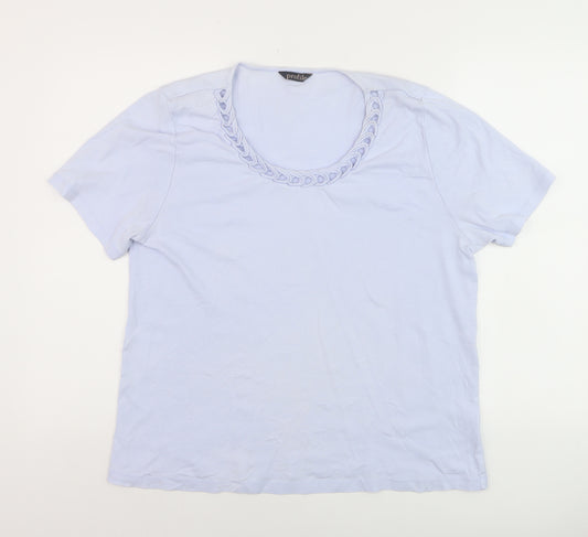 BHS Womens Blue Short Sleeve Scoop Neck Cotton T-Shirt Size 20