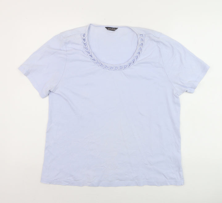 BHS Womens Blue Short Sleeve Scoop Neck Cotton T-Shirt Size 20