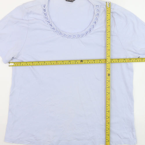 BHS Womens Blue Short Sleeve Scoop Neck Cotton T-Shirt Size 20