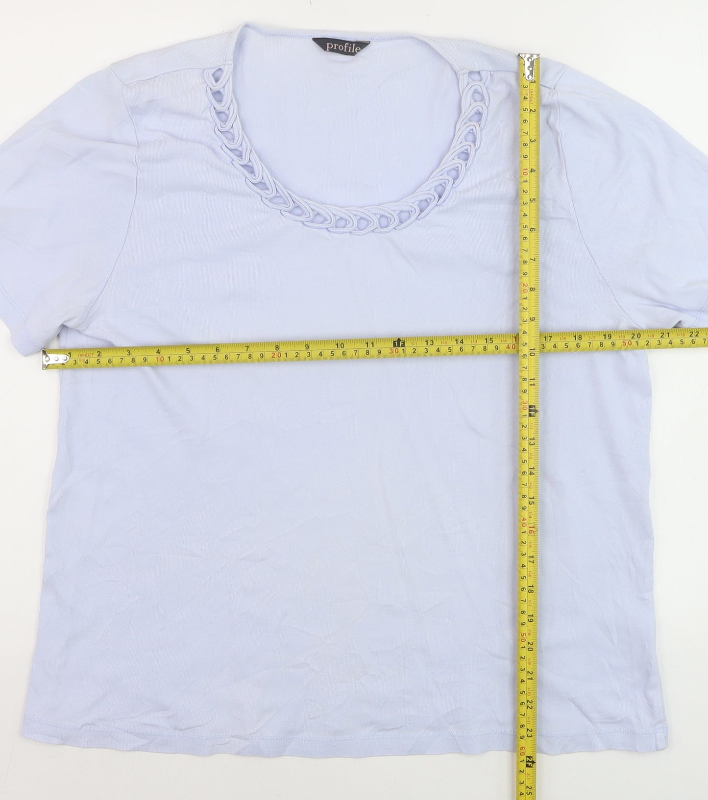 BHS Womens Blue Short Sleeve Scoop Neck Cotton T-Shirt Size 20