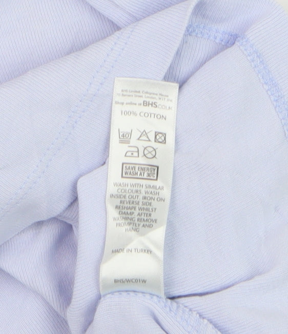 BHS Womens Blue Short Sleeve Scoop Neck Cotton T-Shirt Size 20