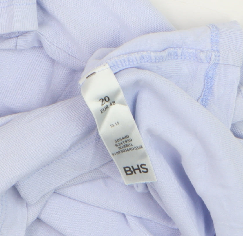 BHS Womens Blue Short Sleeve Scoop Neck Cotton T-Shirt Size 20