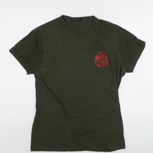 Friend or Faux Men's Green Tiger Graphic Cotton T-Shirt Size L