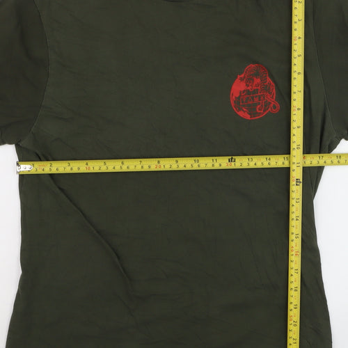 Friend or Faux Men's Green Tiger Graphic Cotton T-Shirt Size L