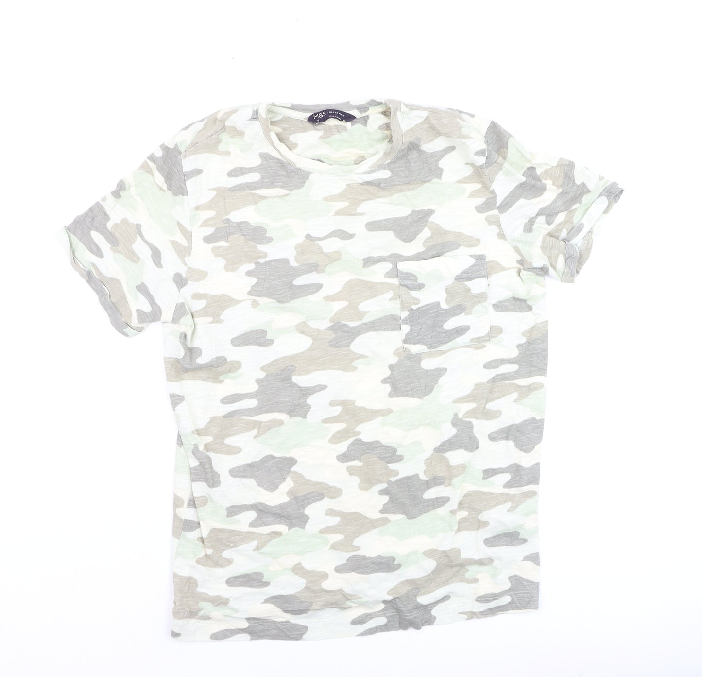 Marks and Spencer Women's Camouflage Cotton T-Shirt Size 8
