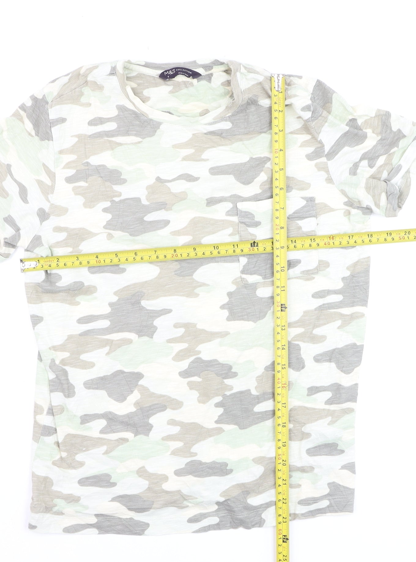 Marks and Spencer Women's Camouflage Cotton T-Shirt Size 8