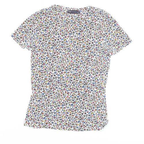 Marks and Spencer Womens Multicoloured Animal Print Cotton T-Shirt Size 8