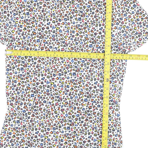 Marks and Spencer Womens Multicoloured Animal Print Cotton T-Shirt Size 8