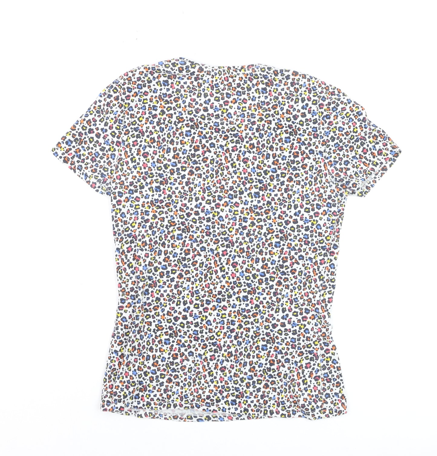 Marks and Spencer Womens Multicoloured Animal Print Cotton T-Shirt Size 8
