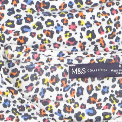 Marks and Spencer Womens Multicoloured Animal Print Cotton T-Shirt Size 8