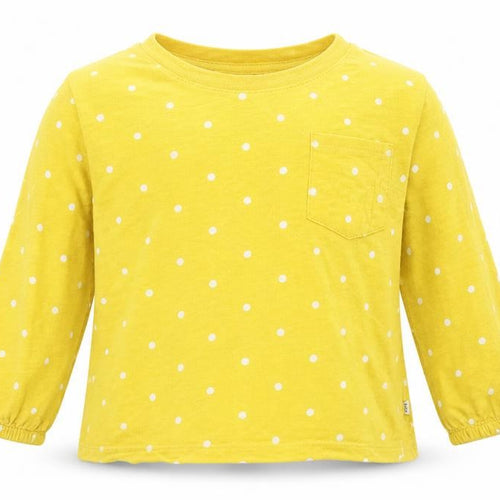 GAP Kids Girls Yellow Polka Dot Long Sleeve Cotton T-Shirt - Size M