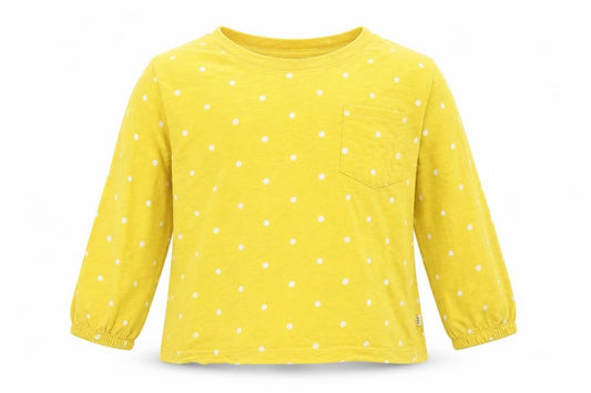 GAP Kids Girls Yellow Polka Dot Long Sleeve Cotton T-Shirt - Size M