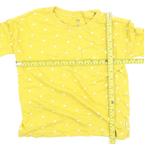 GAP Kids Girls Yellow Polka Dot Long Sleeve Cotton T-Shirt - Size M