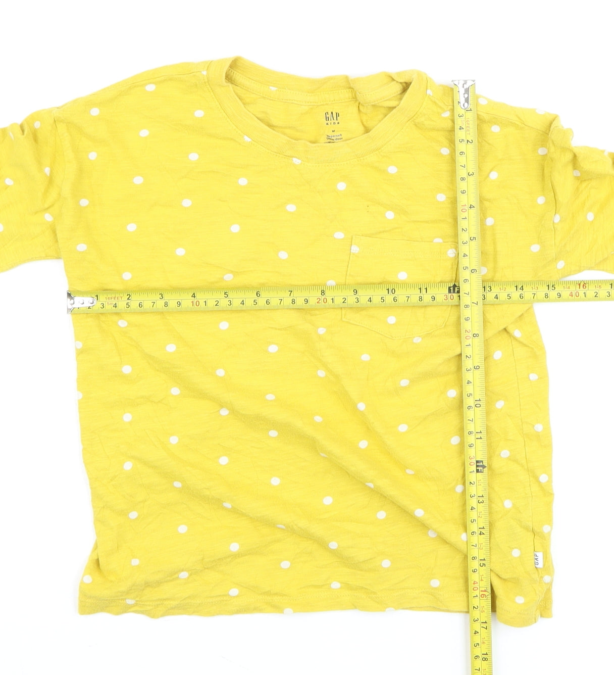 GAP Kids Girls Yellow Polka Dot Long Sleeve Cotton T-Shirt - Size M