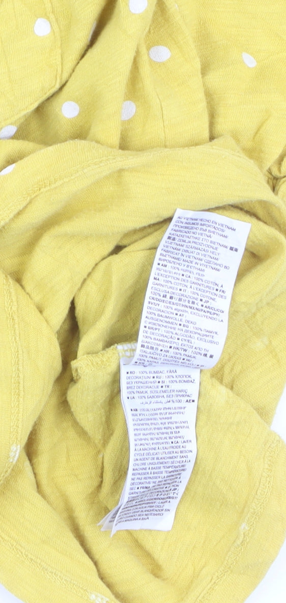 GAP Kids Girls Yellow Polka Dot Long Sleeve Cotton T-Shirt - Size M