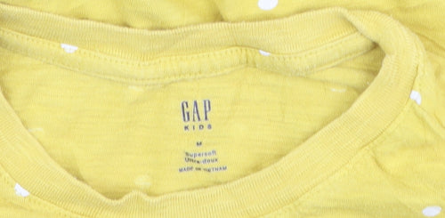 GAP Kids Girls Yellow Polka Dot Long Sleeve Cotton T-Shirt - Size M