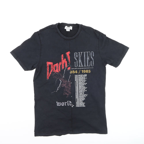 Topman Men's Black XS Graphic Rock Tour T-Shirt Retro Cotton