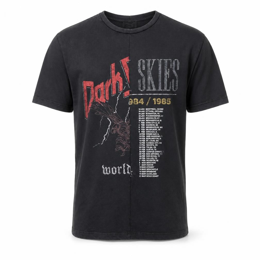 Topman Men's Black XS Graphic Rock Tour T-Shirt Retro Cotton