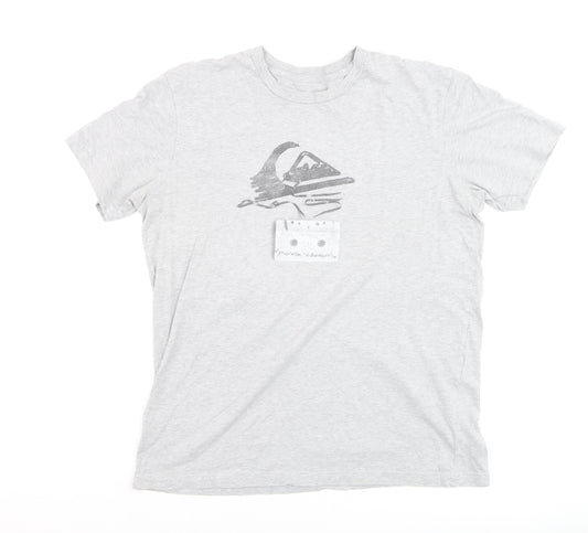 Quiksilver Men's Grey Cotton Graphic Surf T-Shirt Size M