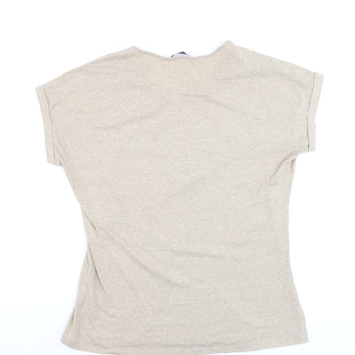 Marks and Spencer Womens Beige Embroidered T-Shirt UK 14