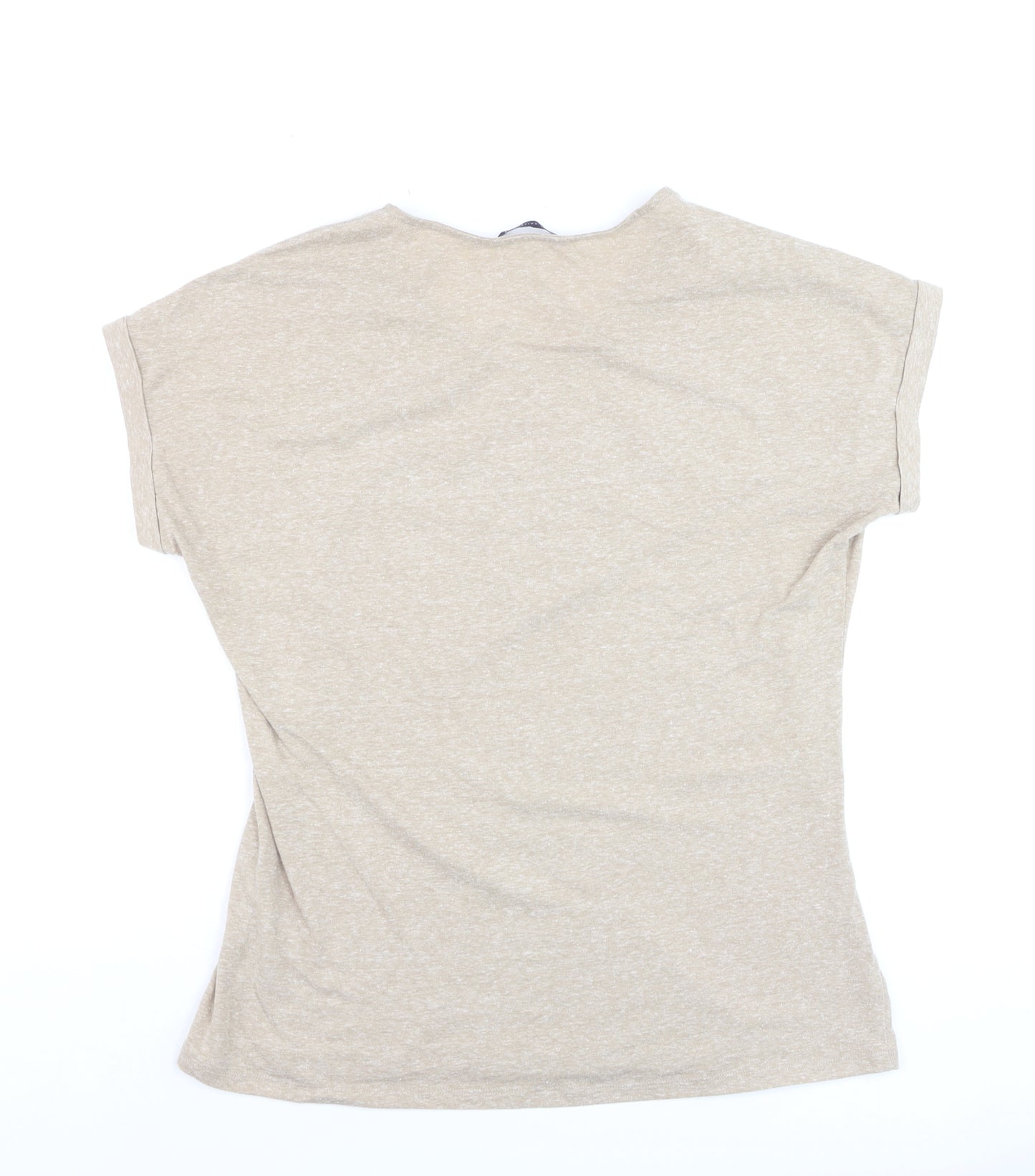 Marks and Spencer Womens Beige Embroidered T-Shirt UK 14