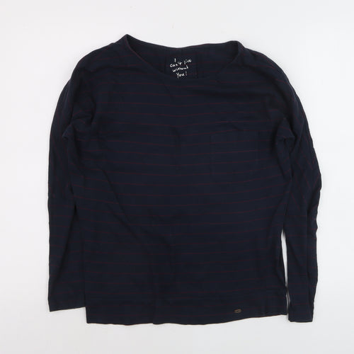 O'Neill Women's Blue Striped Long Sleeve Cotton T-Shirt XS