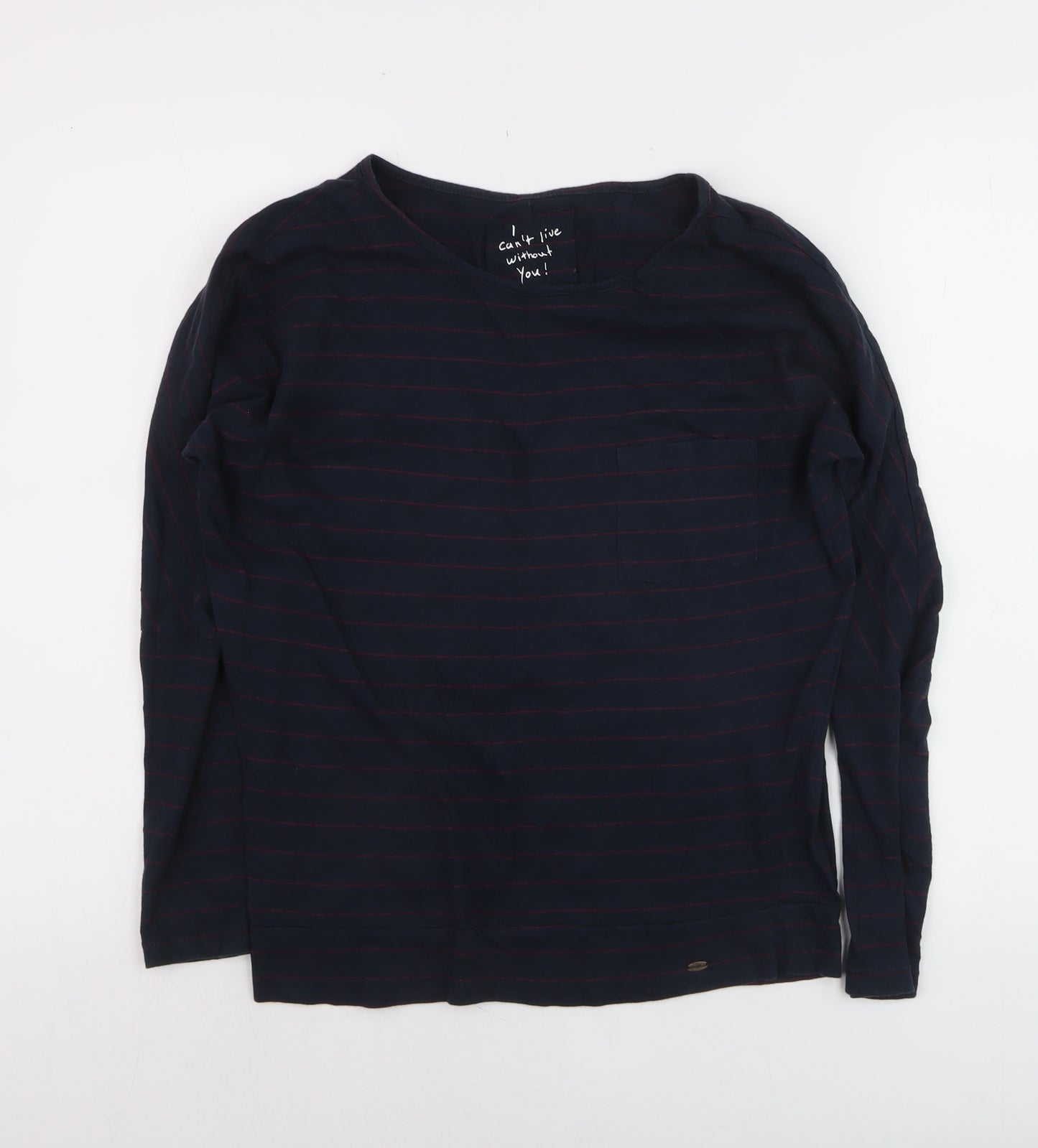 O'Neill Women's Blue Striped Long Sleeve Cotton T-Shirt XS