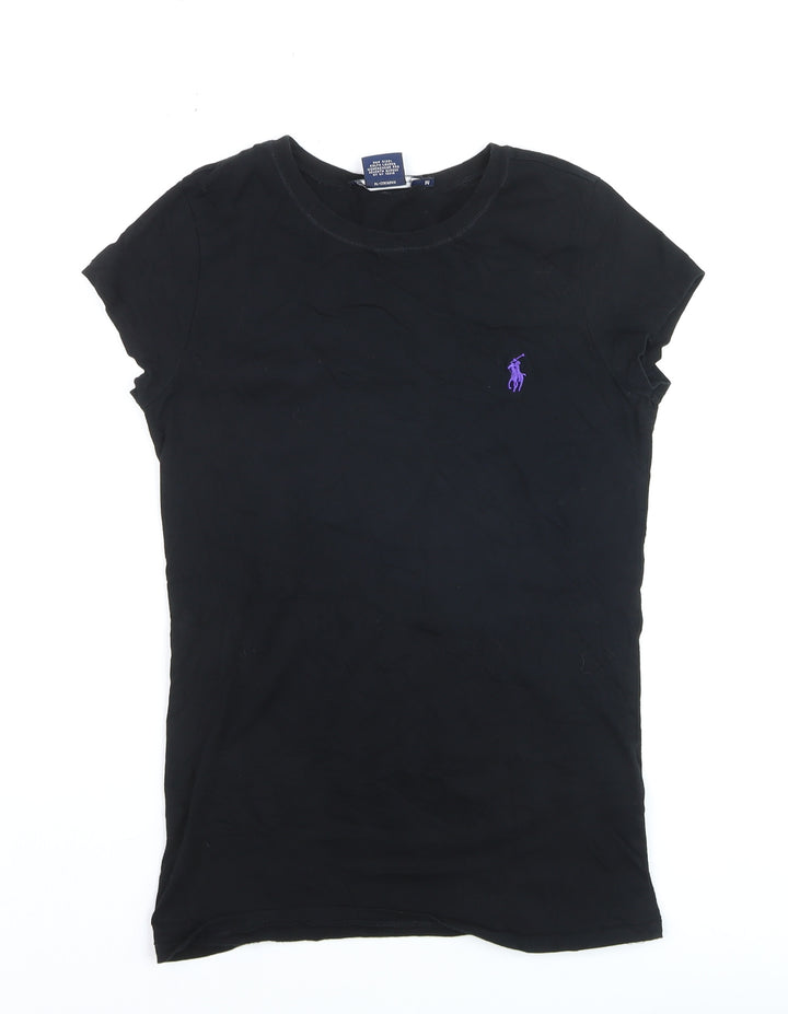 Ralph Lauren Men Black M Slim Fit Embroidered Logo Cotton T-Shirt