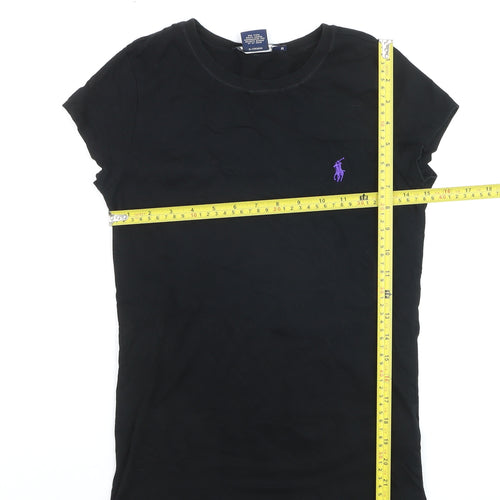 Ralph Lauren Men Black M Slim Fit Embroidered Logo Cotton T-Shirt
