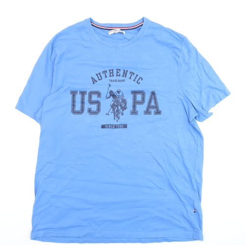 U.S. Polo Assn. Men's Blue Crew Neck Graphic T-Shirt XXL Cotton