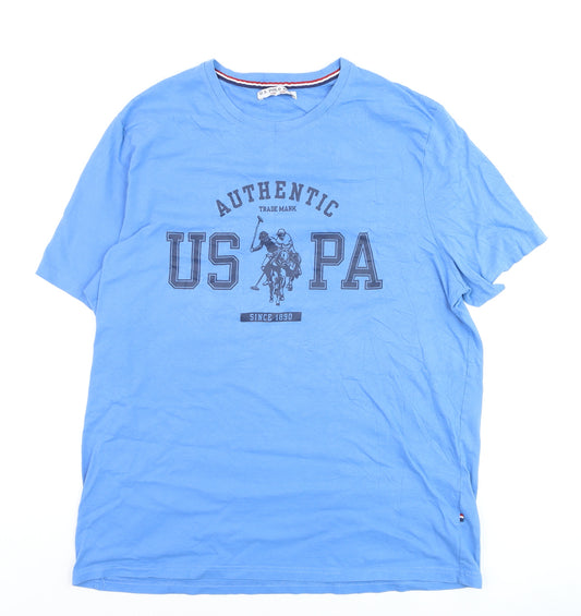 U.S. Polo Assn. Men's Blue Crew Neck Graphic T-Shirt XXL Cotton