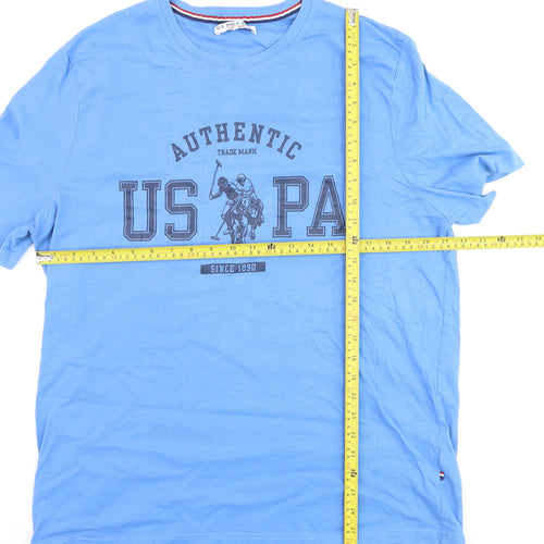 U.S. Polo Assn. Men's Blue Crew Neck Graphic T-Shirt XXL Cotton