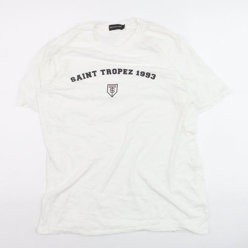 PrettyLittleThing Men's White Saint Tropez 1993 Regular Fit T-Shirt M