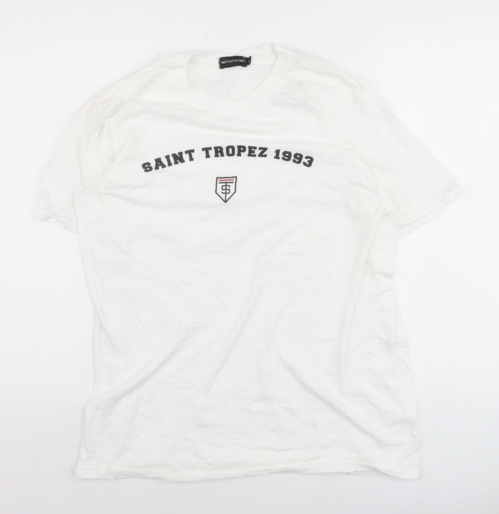 PrettyLittleThing Men's White Saint Tropez 1993 Regular Fit T-Shirt M