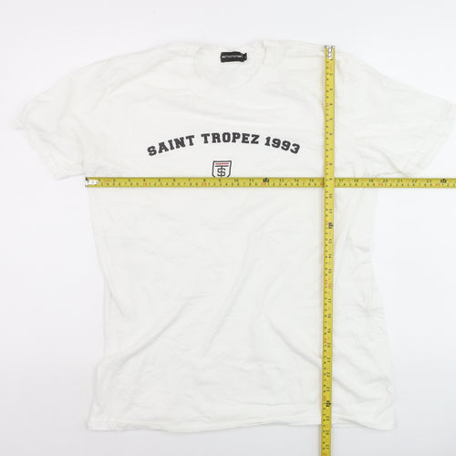 PrettyLittleThing Men's White Saint Tropez 1993 Regular Fit T-Shirt M
