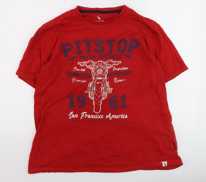 STH SHORE Men's Red 2XL Graphic Motorcycle T-Shirt