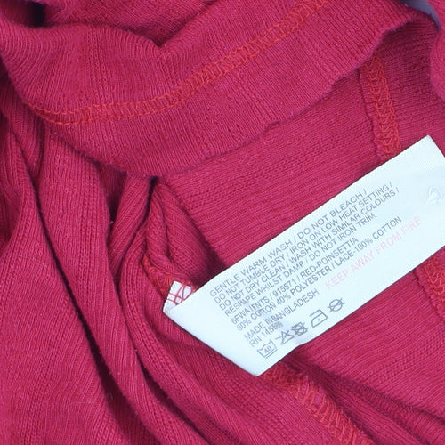 FatFace Women’s Red Long Sleeve Button Scoop Neck Cotton T-Shirt UK 10