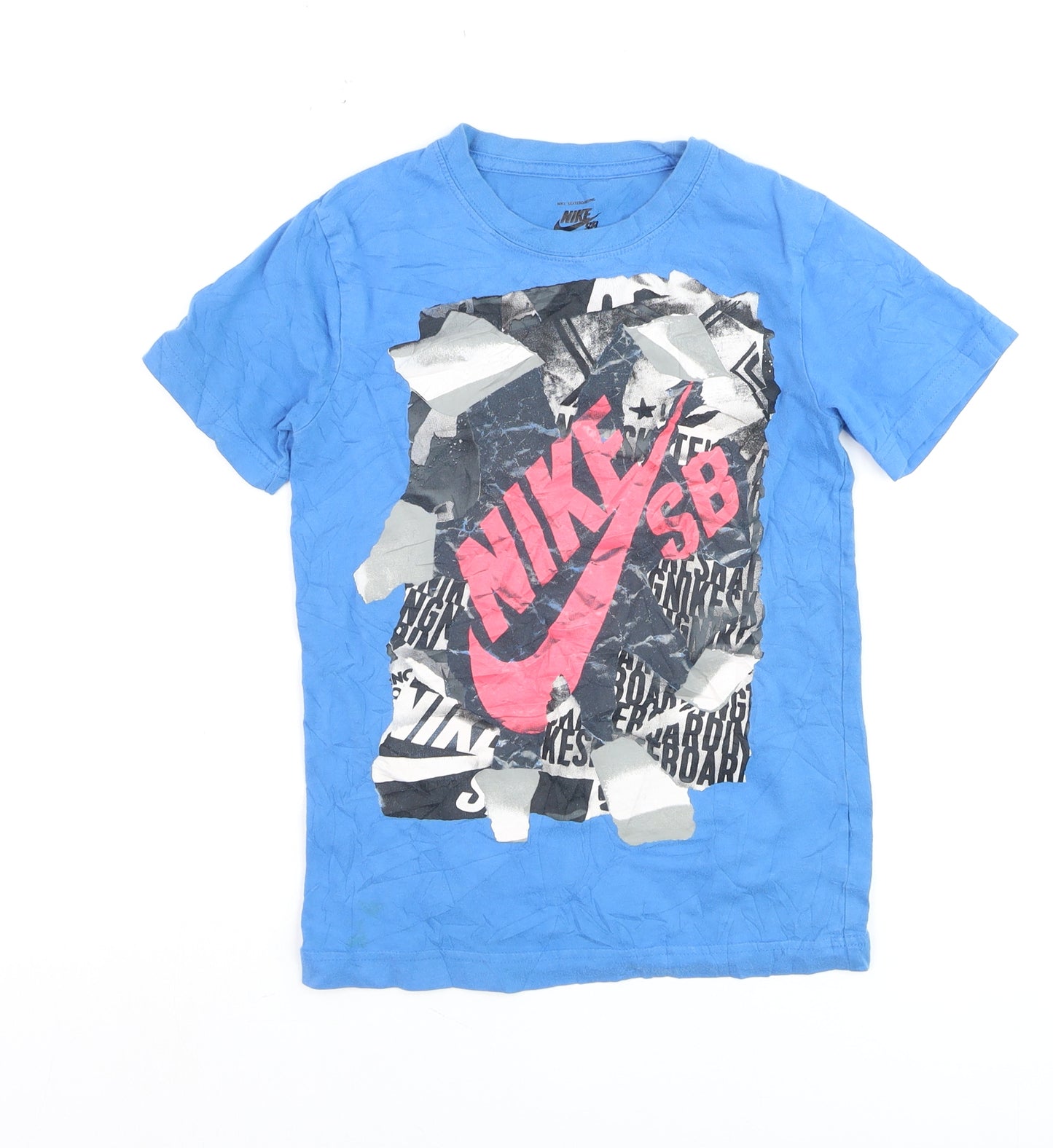 Nike SB Boys Blue Graphic Skateboarding T-Shirt Size 8-10 Years