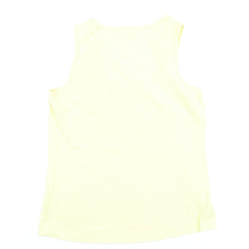 Animal Womens Yellow Cotton Tank Top L Beach Print Summer Casual