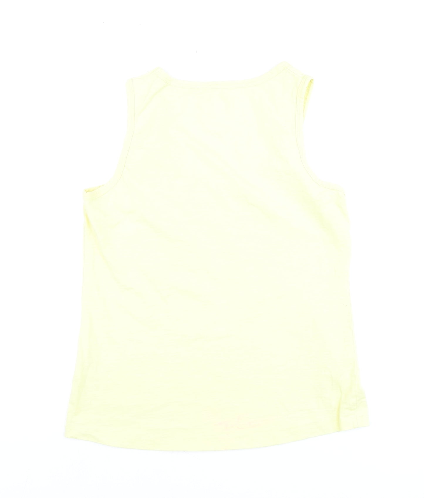 Animal Womens Yellow Cotton Tank Top L Beach Print Summer Casual