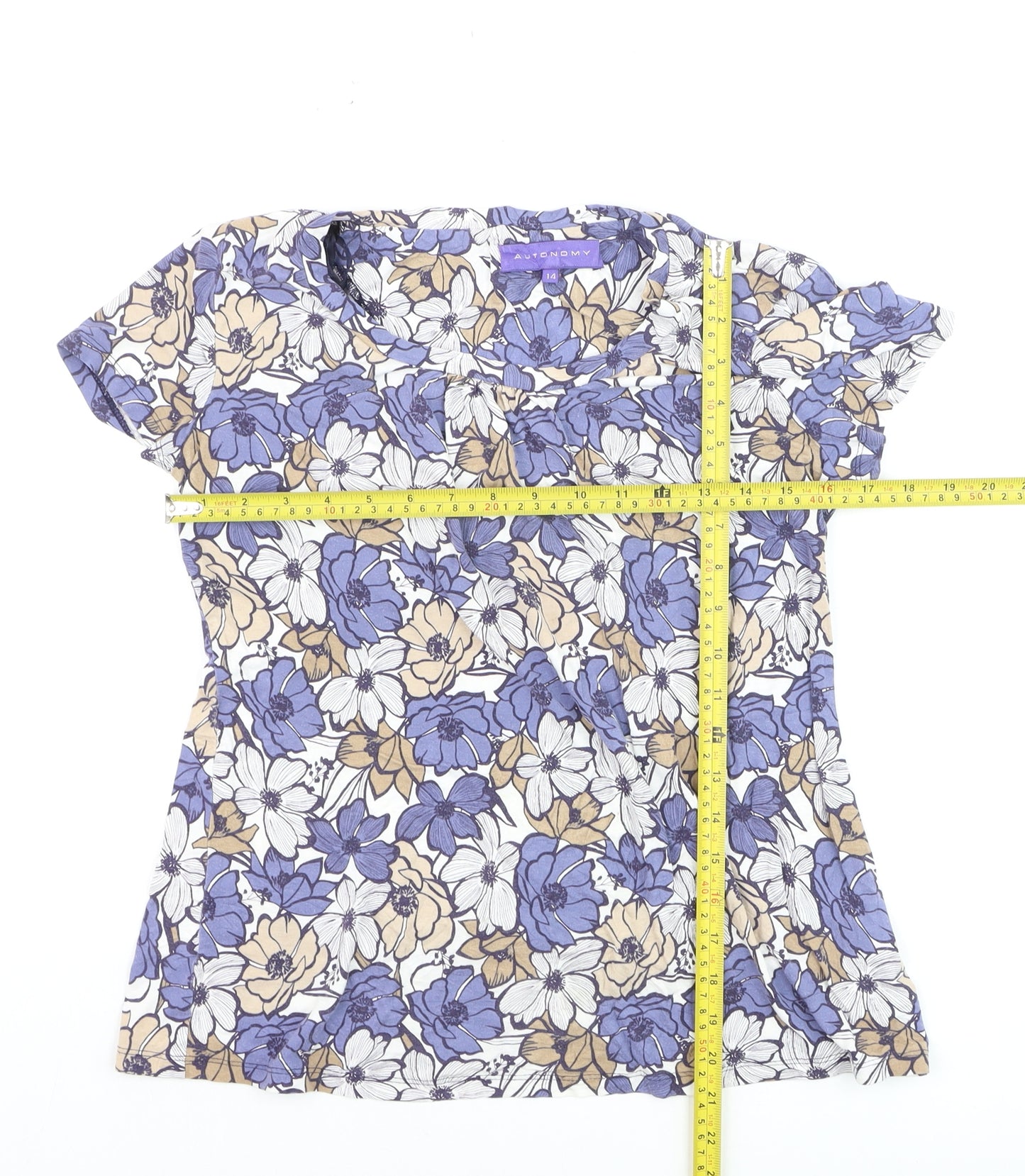 Autonomy Women’s Multicoloured Floral Jersey T-Shirt Size 14