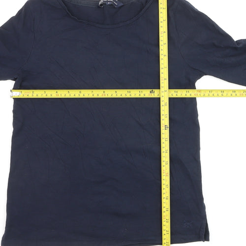 Crew Clothing Women’s Blue Cotton Boat Neck 3/4 Sleeve T-Shirt Size 8