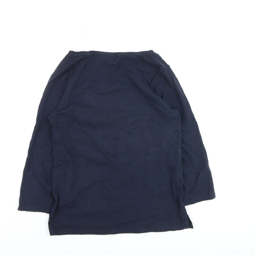 Crew Clothing Women’s Blue Cotton Boat Neck 3/4 Sleeve T-Shirt Size 8